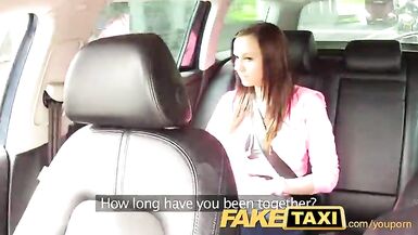 FakeTaxi College gal with large natural bumpers pays her way