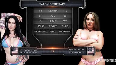 Savannah Fox coarse lesbo wrestling vs Jenevieve Hexxx and winner ding-dong bonks the loser - 1 image