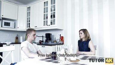 TUTOR4K. Man creamed teachers face in advance of poking rod in taut aperture - 6 image