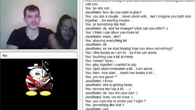Chatroulette Cute Sexy Italian pair play - cum in throat - 2 image