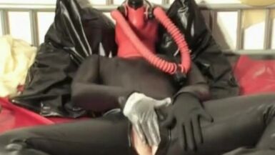 Hotty In Enormous Rubber Latex Breath Play With Mask + Gag Throat And Gas Mask