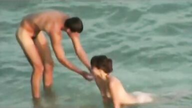 Bare Beach - Voyeur Capture Cute Little Tit Fuck and BJ