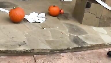 Pumpkin Smashing with Golden-Haired Large Billibongs KENZIE TAYLOR for Halloween Trick or Treat - 2 image