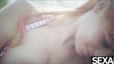 Hot redhead with large natural bazookas rides her girlfriend's face - 5 image