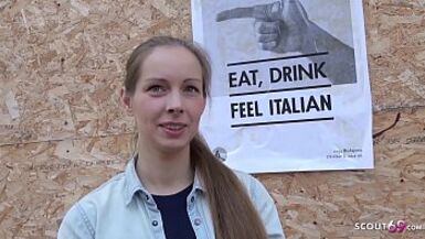GERMAN SCOUT - CUTE LEGAL AGE TEENAGER KINUSKI TALK TO REAL LEG SHAKING BIG O CASTING - 1 image