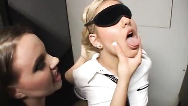 Way-Out sexy legal age teenagers in porn shop nailed