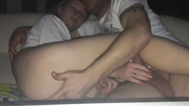 Hidden camera: playing every other whilst watching tv, coarse sex groaning cum - 2 image