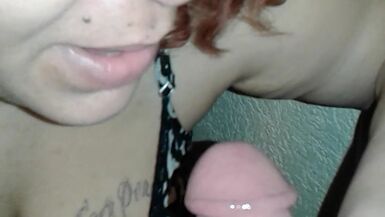 shes tops when it cums....her breasts are specie but her throat is chick