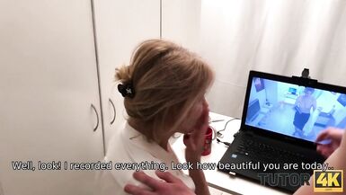 TUTOR4K. Un homme a proposé à une femme de se mettre à nu et de le faire avec lui parce que ce type avait de la saleté.