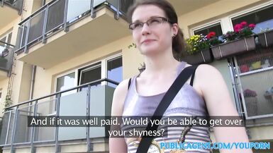 PublicAgent Hot glasses babe fucks in public bathroom