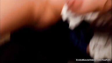 EroticMuscleVideos Little Teen Clit Gags On Big Clit - 5 image
