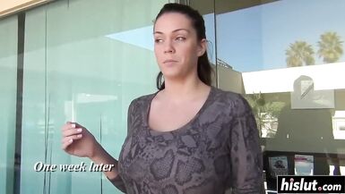 Hot brunette pleasures a hard cock