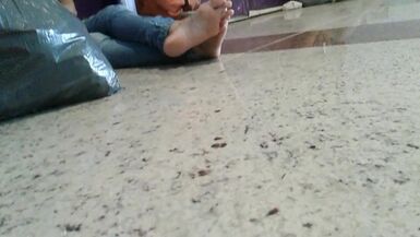 Dirty heel, soles of the feet long toes and feet with sandal - 1 image