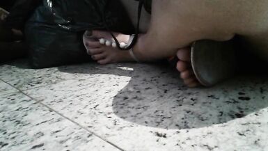 Dirty heel, soles of the feet long toes and feet with sandal - 5 image