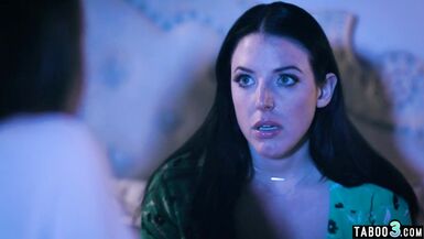 Naughty lesbian teen Abigail Mac consoling her chubby MILF neighbor Angela White - 1 image