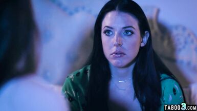 Naughty lesbian teen Abigail Mac consoling her chubby MILF neighbor Angela White - 4 image