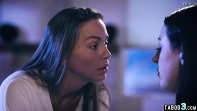 Naughty lesbian teen Abigail Mac consoling her chubby MILF neighbor Angela White - 5 image