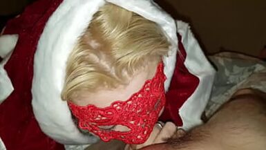 horny blonde milf loves to blow for christmas - 1 image