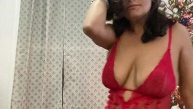 Anna Maria Mature Latina Bachata dance in red lingerie