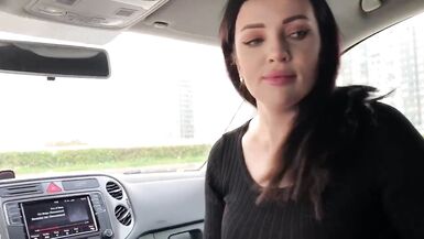 Every day she gives a blowjob in the car and swallows cum - 12 image