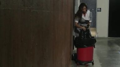 School maid with big tits gets fucked in the shower - 1 image