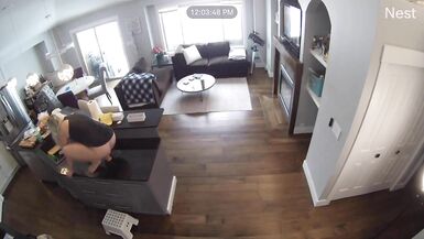 Caught Blonde Maid on Nest Cam Playing