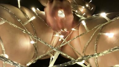 I Tied myself up in Christmas Lights and used a Big Glass Toy to please and Stretch my Swollen Pussy - 3 image
