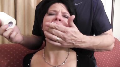 Busty MILF struggling in hogtied - 3 image