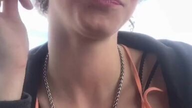Sexy Babe Smoking And Flashing on a boat - 1 image