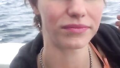 Sexy Babe Smoking And Flashing on a boat - 3 image