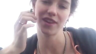 Sexy Babe Smoking And Flashing on a boat - 4 image