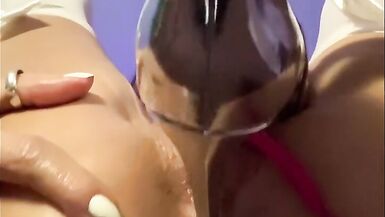 Naughty Mango MILF Fucks her Ass with Sexy HIGH HEELS Strip Tease in Stockings - 5 image