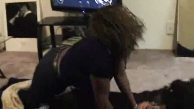 Black Chick vs Asian Chick in Armwrestling at Home - 4 image