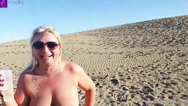 Kinky piss, leak and blow action on the beach and hotel pool with my girlfriend Dirty-Tina! - 7 image
