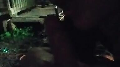Cheating Whore Sucks Mechanics Dick in Outdoors in Public while Husband is away - 4 image
