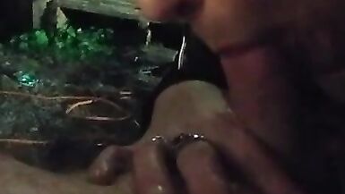 Cheating Whore Sucks Mechanics Dick in Outdoors in Public while Husband is away - 5 image