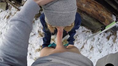 Ski Instructor Fucking his Cute Student after getting a Blowjob - POV Amateur Couple Lily&Jack - 1 image