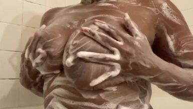Big Tits Plays in the Soap