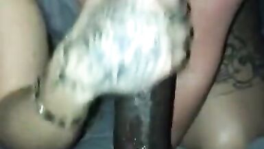 Sucking and Spitting on his Huge Black Cock - 5 image
