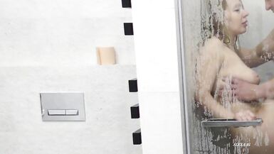 Hot & Wet. Big Boobs Blonde MILF Fucking in the Shower. - 13 image