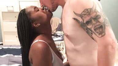 Nympho Ebony MILF Cums, Moans and Orgasms so Hard on White Cock! FUCK ME SO GOOD!!! - 1 image