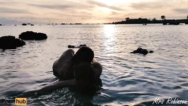 Hot Girls having Lesbian Sex on Public Beach - 11 image