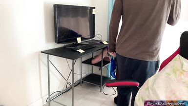 Stepmom gets stuck in a desk and stepson fucks her - 3 image
