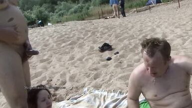 Outdoor Threesome on the Russian Beach