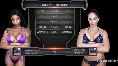 Rough Lesbian Wrestling as Sheena Ryder battles September Reign then bangs her with a strapon - 1 image