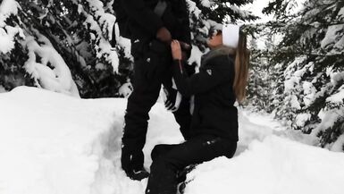 Blowjob and Cumshot in the Snowy Mountain - 3 image