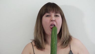 BBW with a Cucumber Fucks her Pussy and Shakes Juicy PAWG in Panties. - 2 image