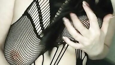 PhoenixxxWorld Tits Pressing in Stockings and Kinky Suit - 3 image