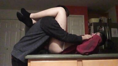 Amateur Arab MILF drips all over kitchen counter while fucked with dildo - 8 image