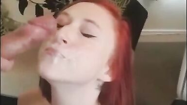 Mona Minx - Gesichtsbehandlung, Zunge und Cum Eating Compilation - 38 CUM Clips